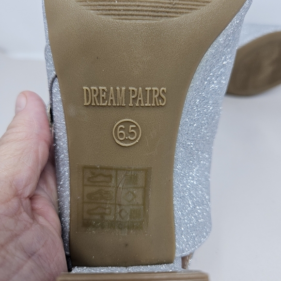 Dream Pairs High Heels Womens Sz 6.5 Silver Glitter Sling Back Mary Jane Strap - Picture 9 of 10